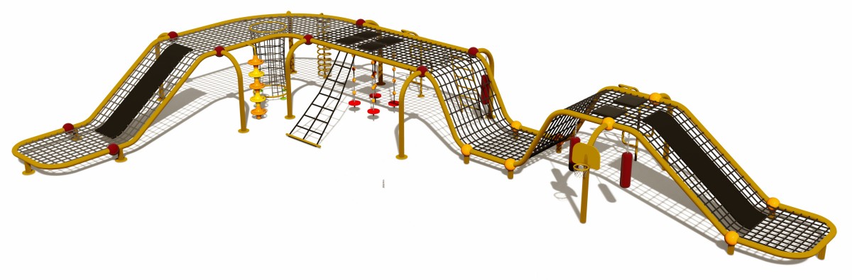 Panoramic display of wavy climbing playground equipment-1 Панорамная экспозиция волнистого оборудования игровой площадки-2