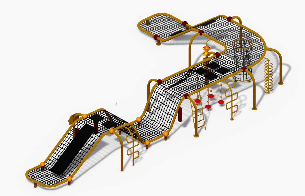 Panoramic display of wavy climbing playground equipment-4 Панорамная экспозиция волнистого оборудования игровой площадки-4
