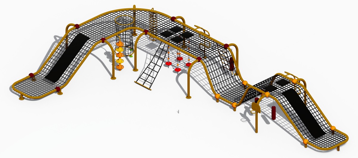 Panoramic display of wavy climbing playground equipment-3 Панорамная экспозиция волнистого оборудования игровой площадки-3
