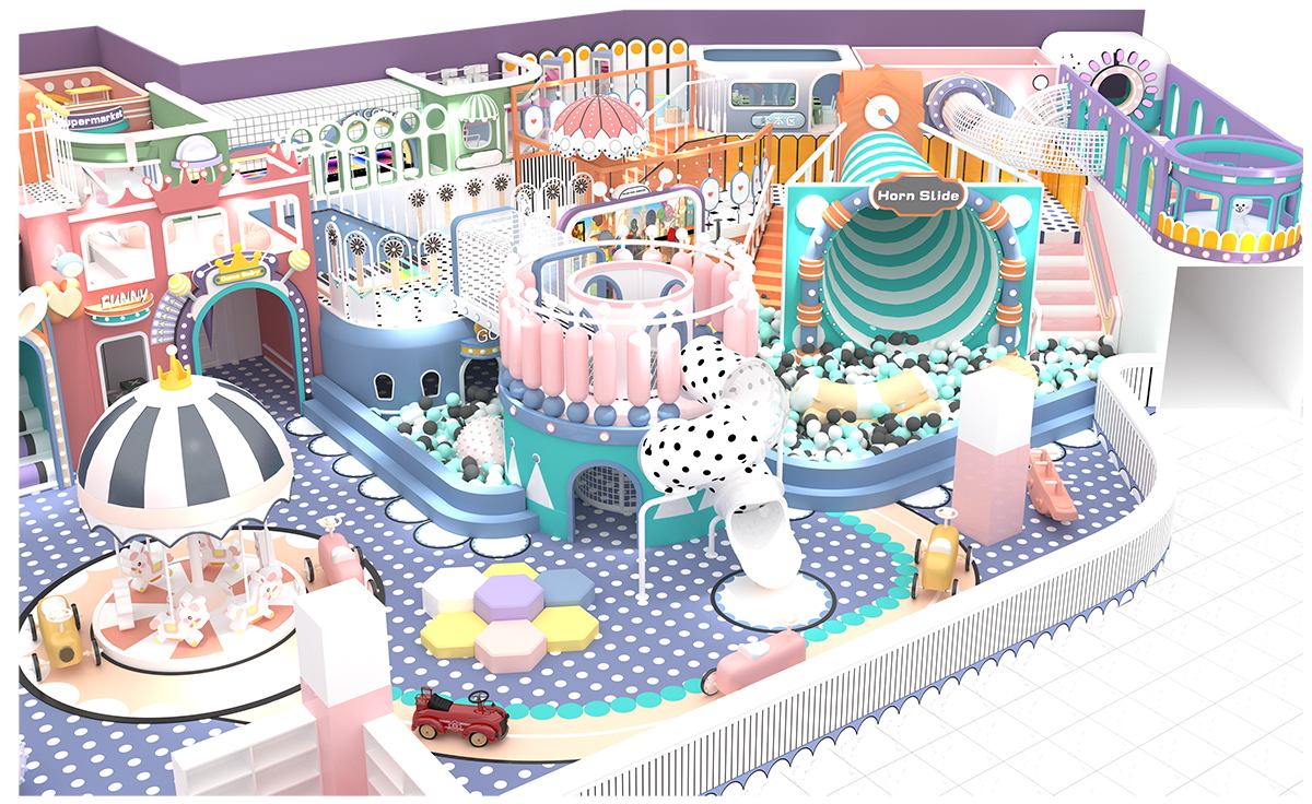 2.Commercial Pastel Color Indoor Playground (6) 2.Коммерческая крытая игровая площадка в пастельных тонах (6)