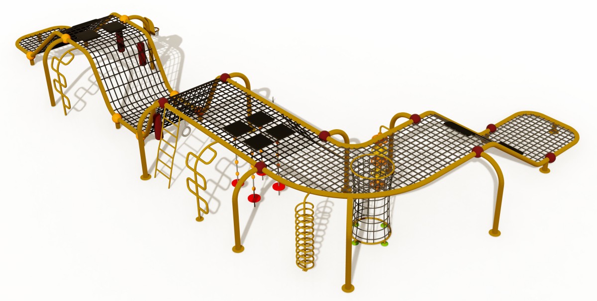 Panoramic display of wavy climbing playground equipment-2 Панорамная экспозиция волнистого оборудования игровой площадки-2