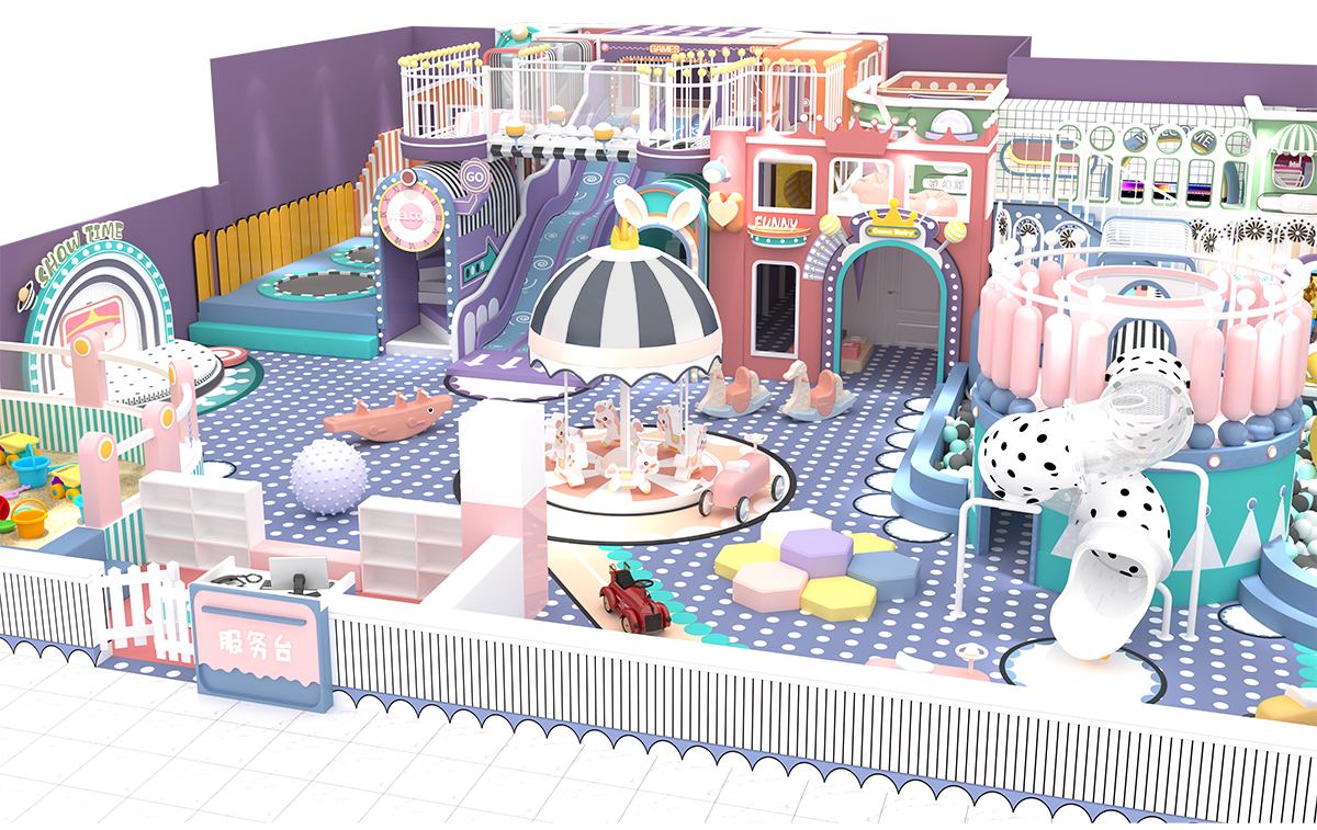 2.Commercial Pastel Color Indoor Playground (7) 2.Коммерческая крытая игровая площадка в пастельных тонах (7)