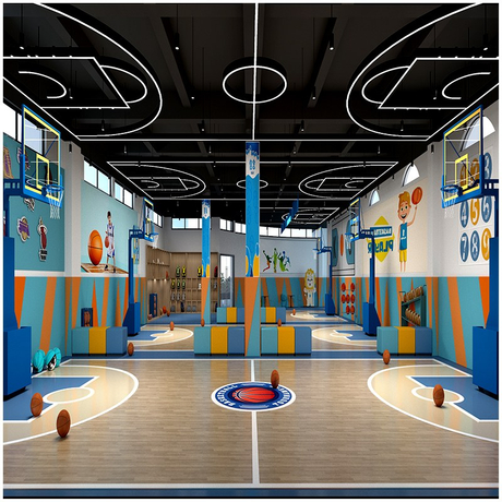 Тренажерное оборудование для детей в помещении с полосой препятствий 