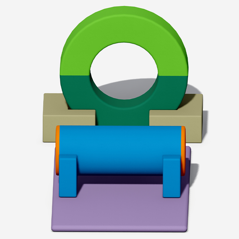 Модульное оборудование для мягких игр в помещении с кольцами и роликами