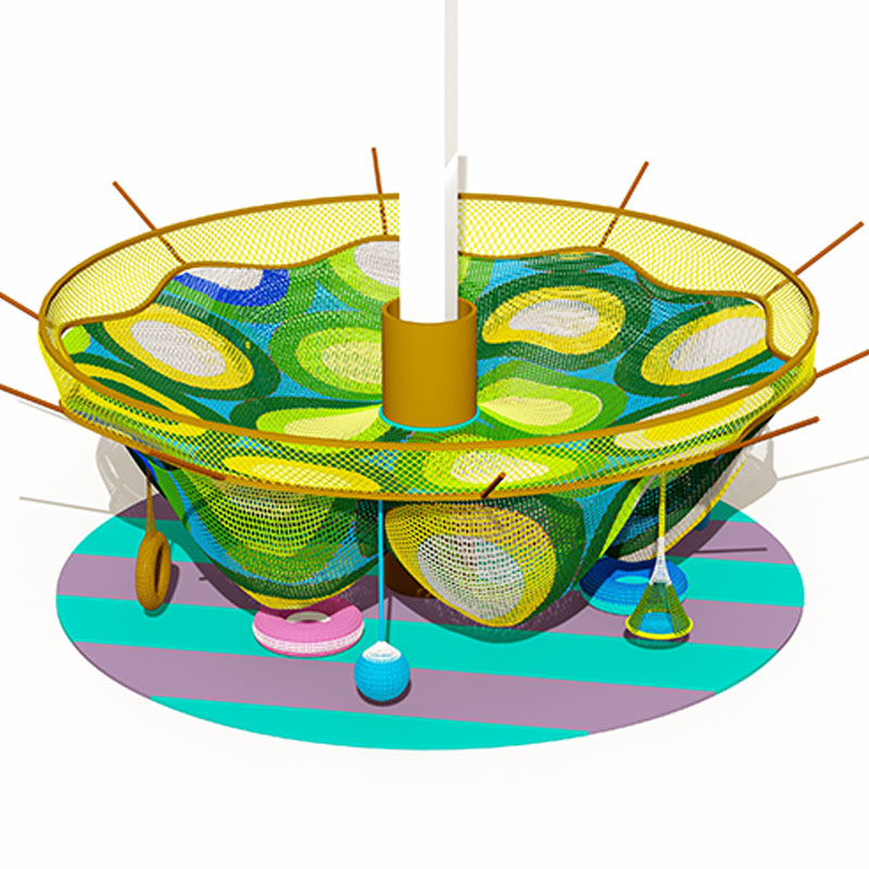 Игровой набор для скалолазания на веревочной сети с мини-площадкой для прыжков