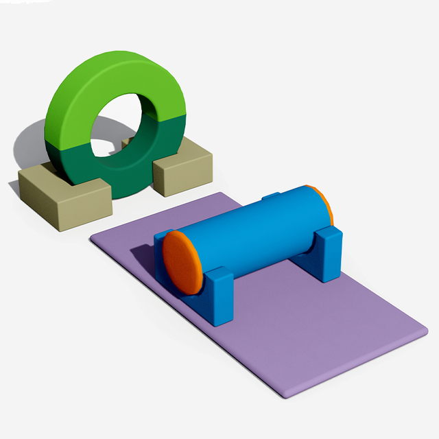 Модульное оборудование для мягких игр в помещении с кольцами и роликами