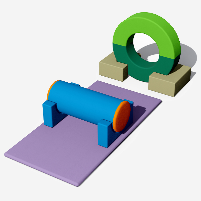 Модульное оборудование для мягких игр в помещении с кольцами и роликами