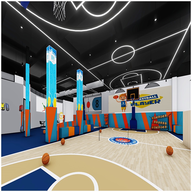 Тренажерное оборудование для детей в помещении с полосой препятствий 