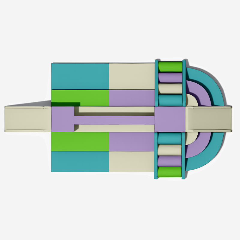 Модульный комплект мягкого игрового альпиниста с перилами в помещении 