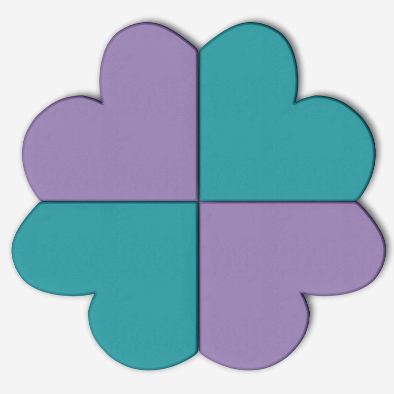 Модульный мягкий игровой коврик в форме клевера для дома