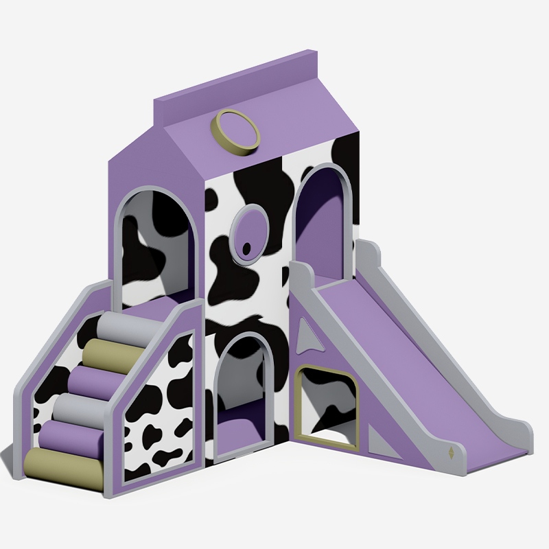 Оборудование для мягких игровых горок в коттедже с коровьим принтом