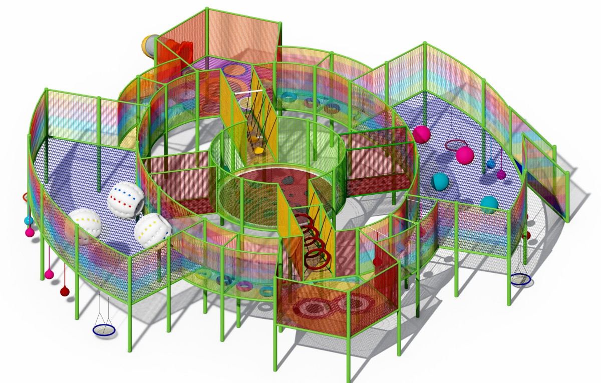 Детский веревочный батут и набор для скалолазания