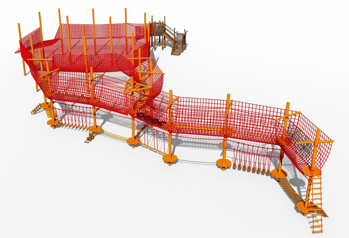 Панорамный показ уличного батута-альпиниста с веревочной сеткой для детей-3