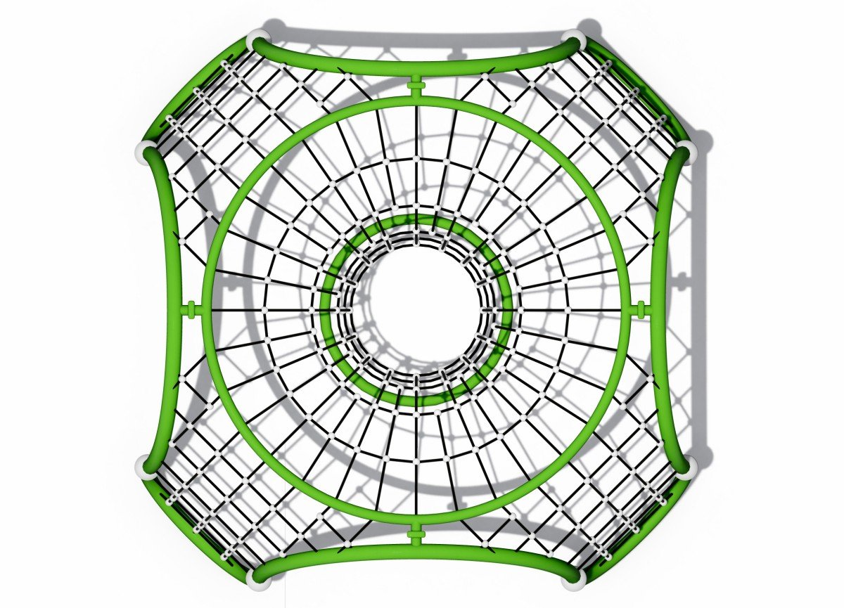 Дети играют в альпинистском куполе в открытом тренажерном зале