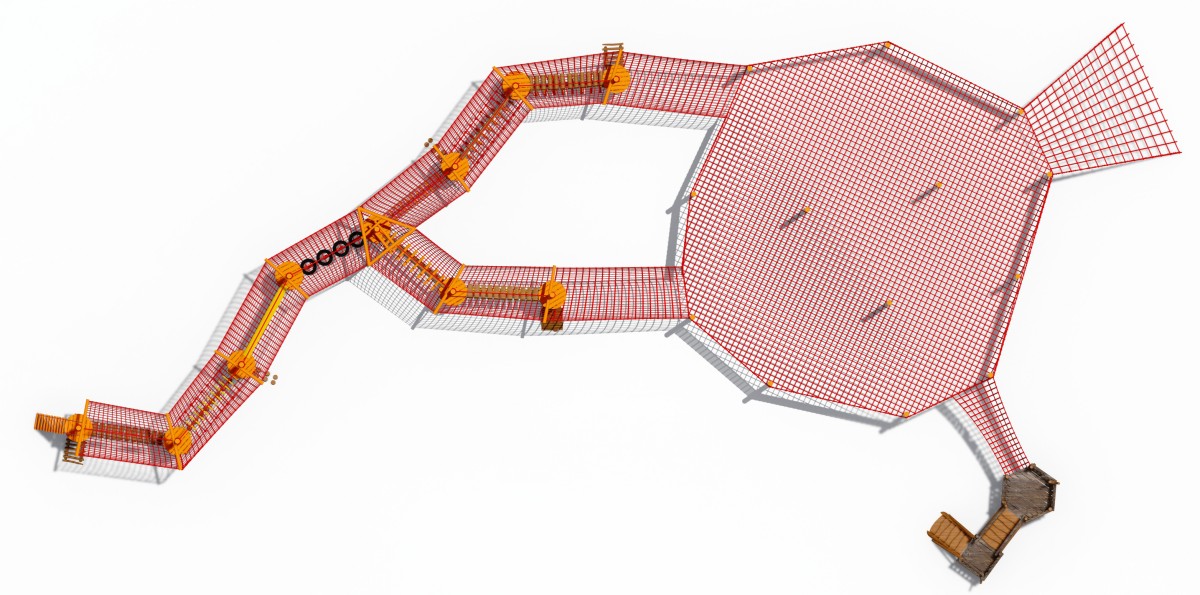Панорамный показ уличного батута-альпиниста с веревочной сеткой для детей-5