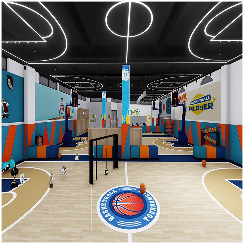 Тренажерное оборудование для детей в помещении с полосой препятствий 